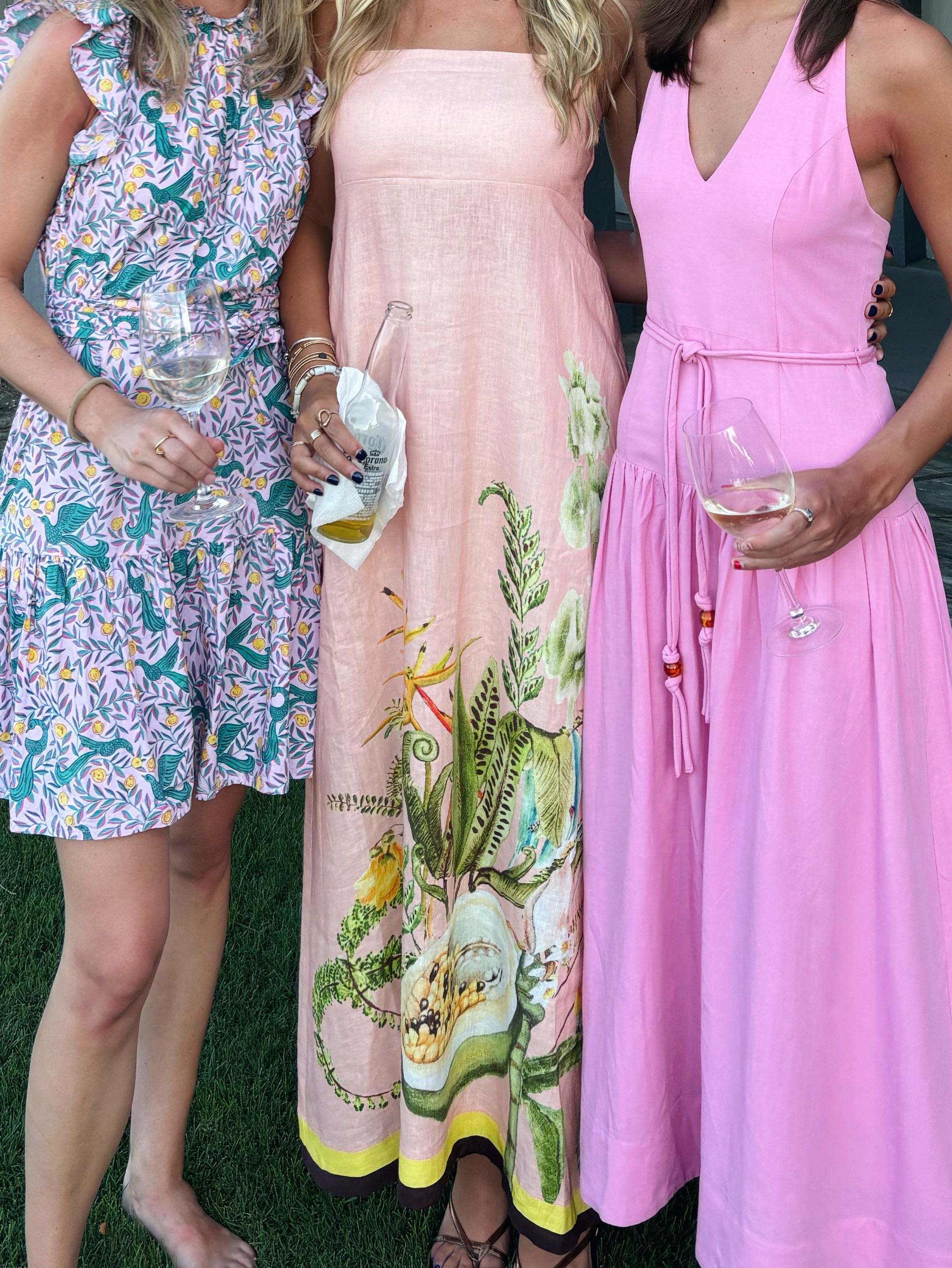 Alemais Pink Print Linen Dress