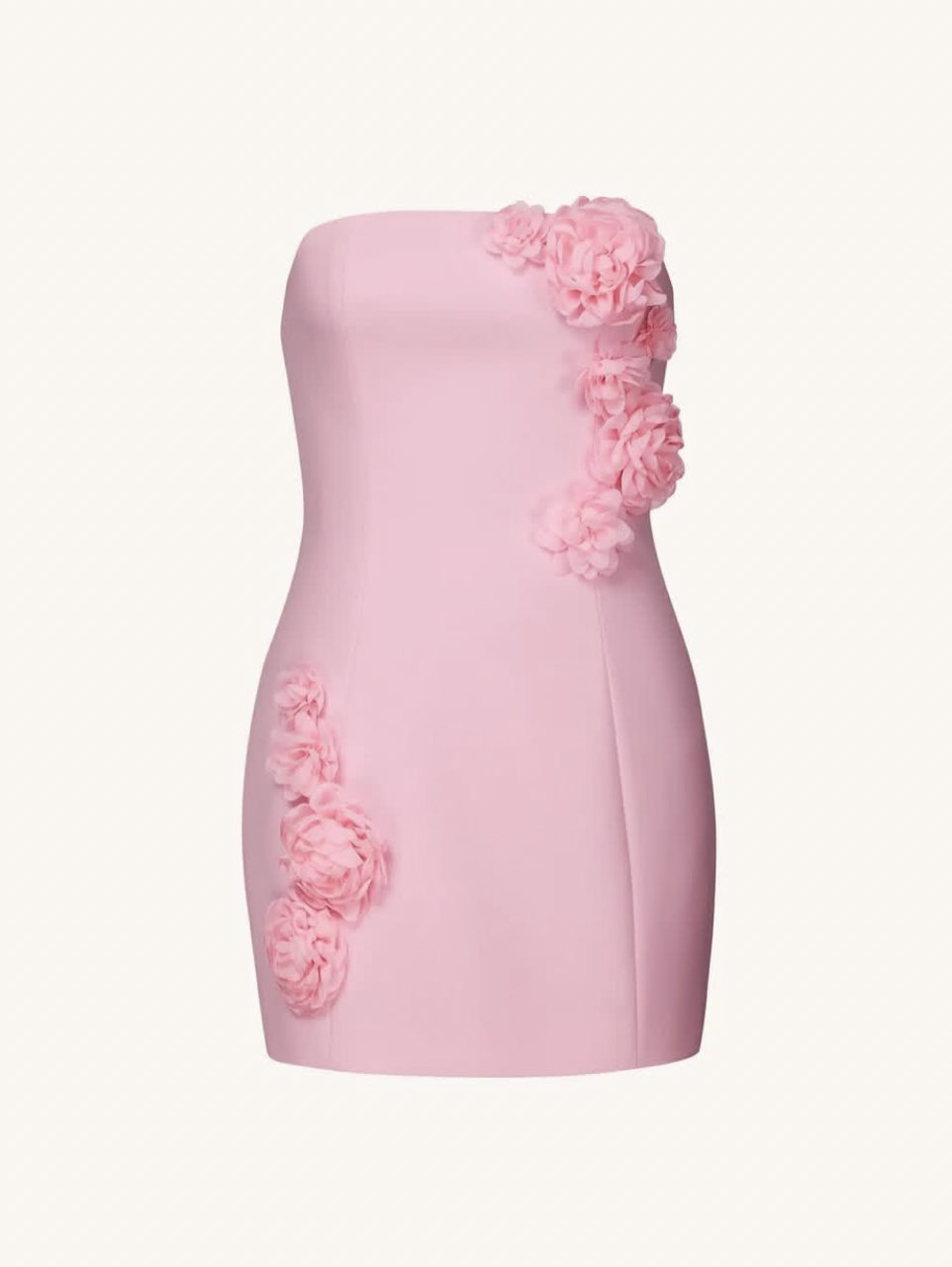 Pink Floral Strapless Mini Dress