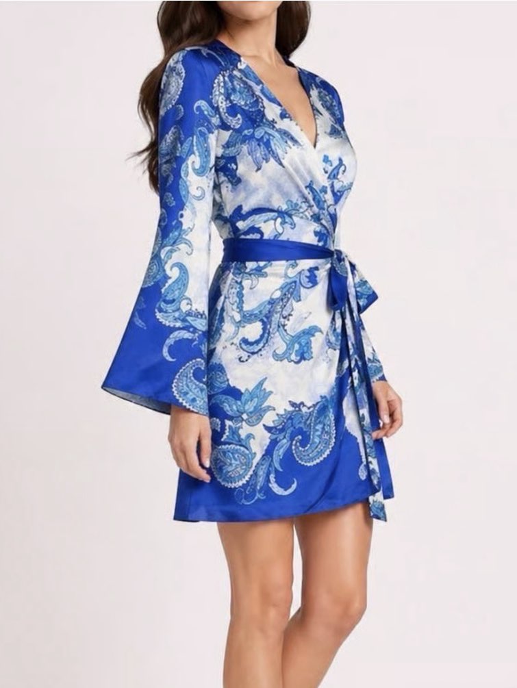 Gianni Bini Jenni Paisley Printed Satin Mini Wrap Dress