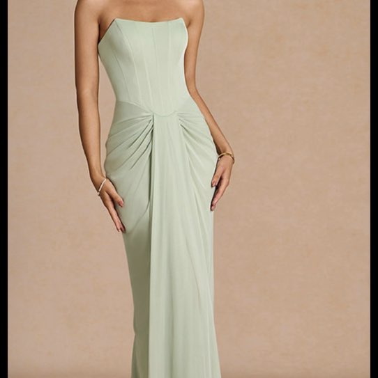 Azazie Mint Green Strapless Draped Gown