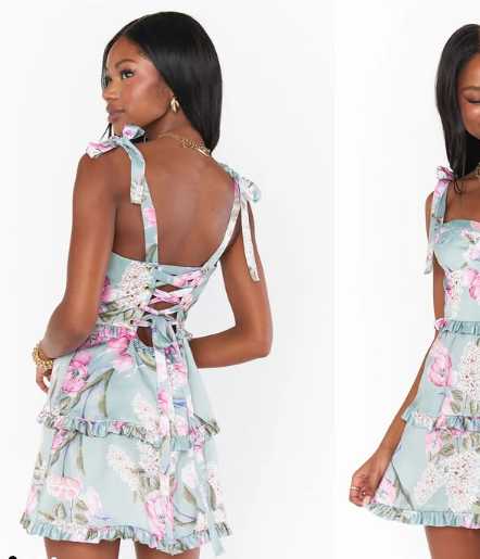 Floral Tiered Mini Dress with Tie Straps