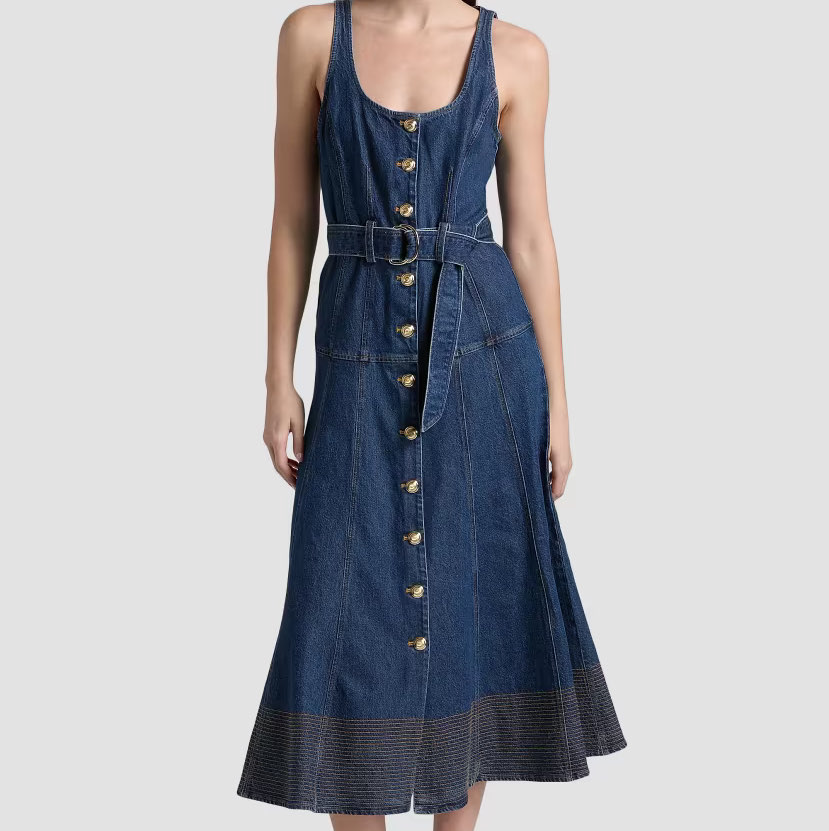 Cinq a Sept Denim Button-Front Midi Dress