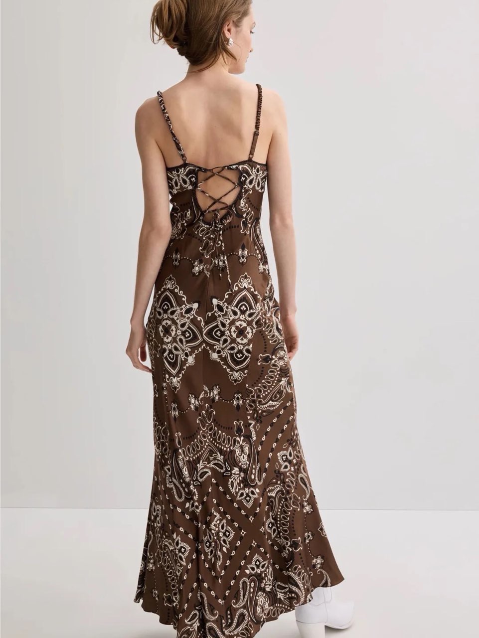 Brown Bandana Print Maxi Dress