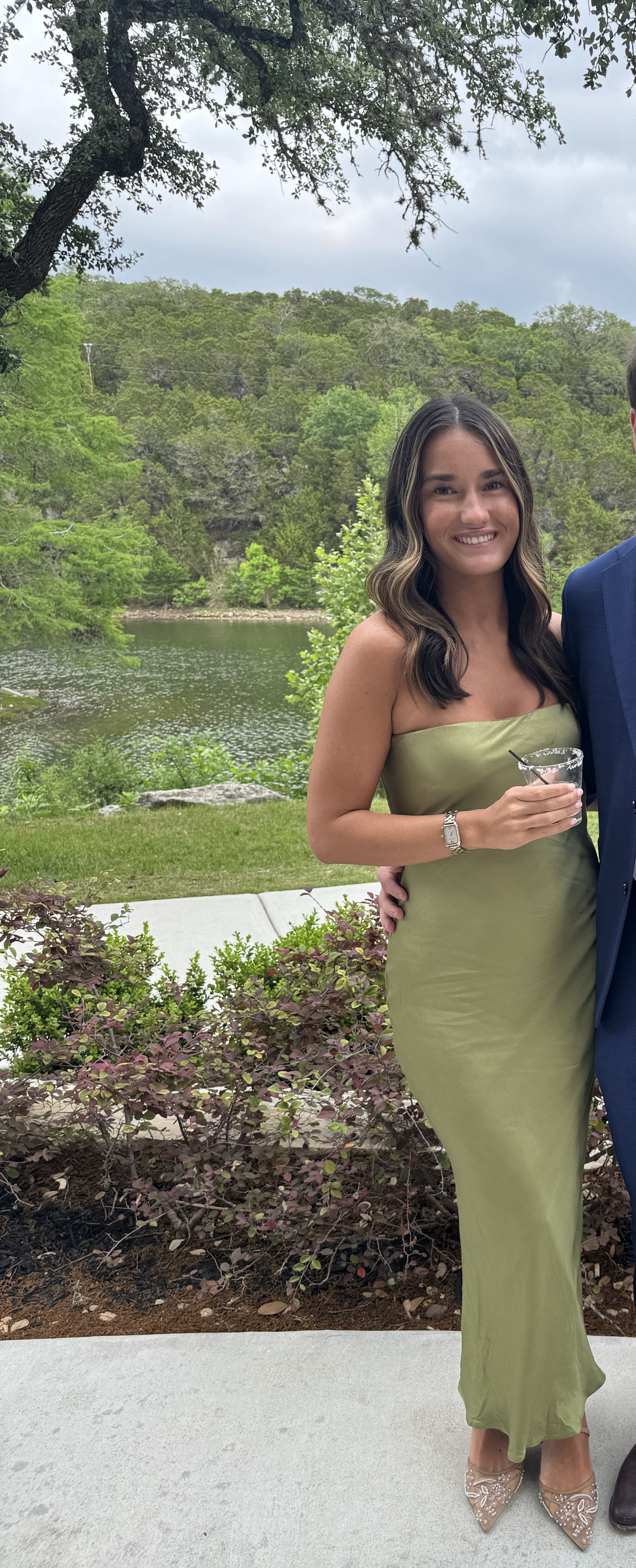 Revolve Green Silk/Satin Strapless Dress