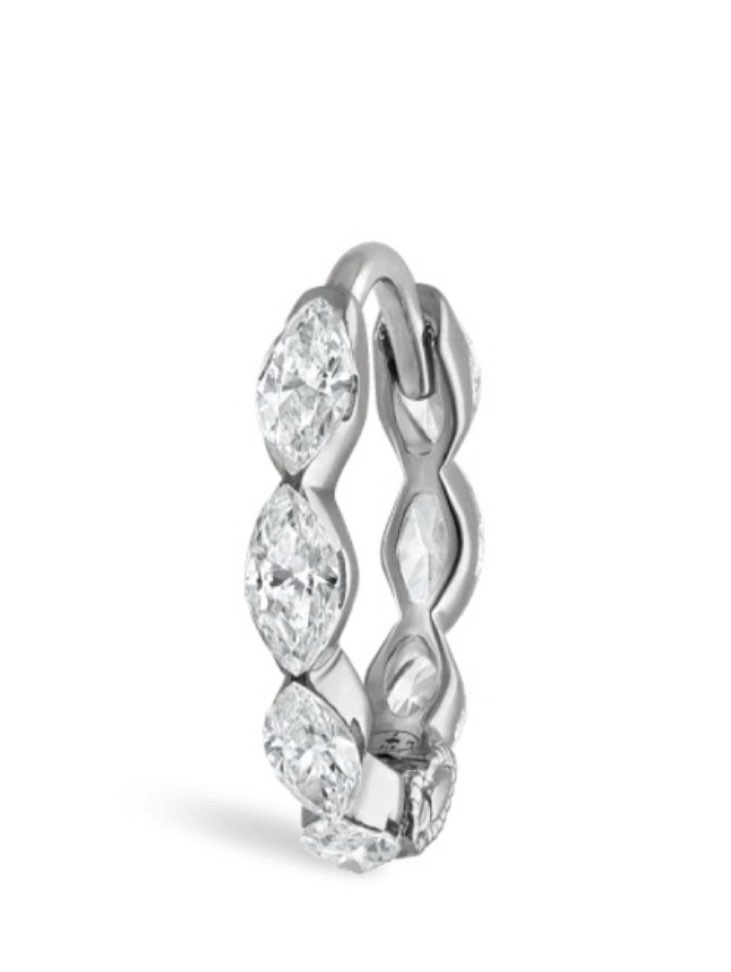 Silver Marquise Huggie Hoop Earrings