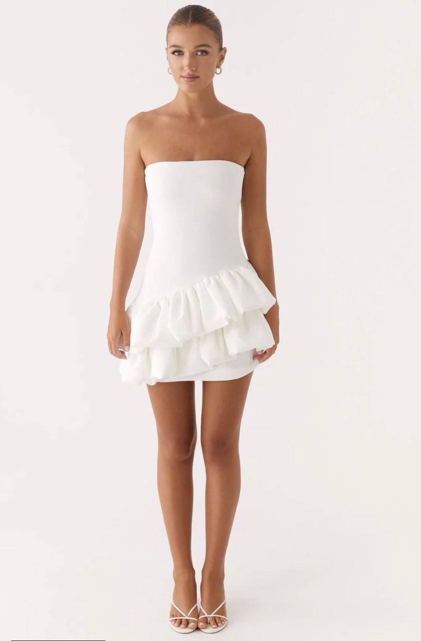 Marie Mini Dress Strapless Mini Dress in White