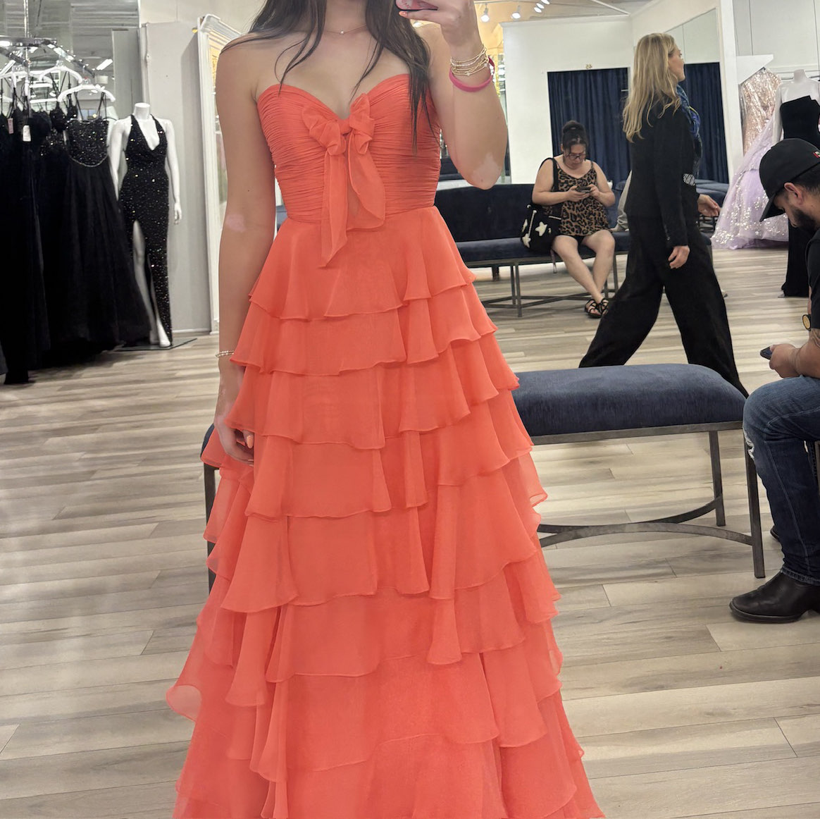 Sherri Hill Coral Ruffled Prom/formal dress