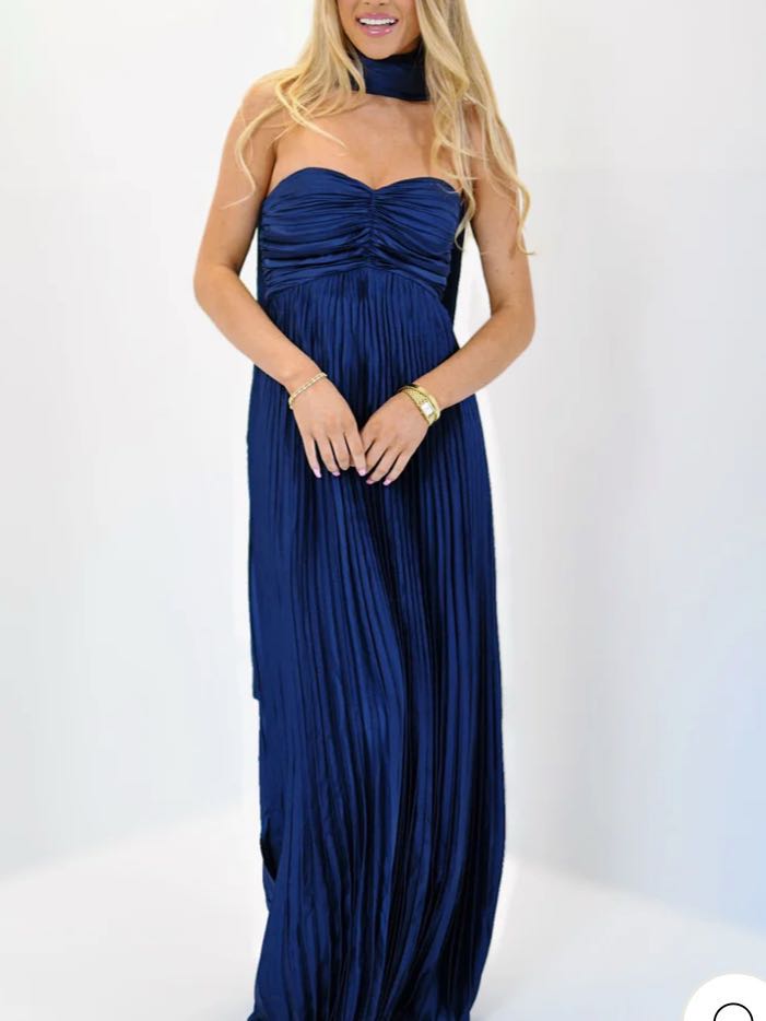 Navy maxi dress with scarf