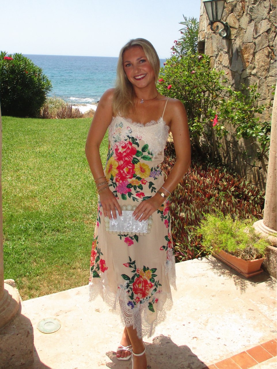 Anthropologie Floral Silk & Lace Dress