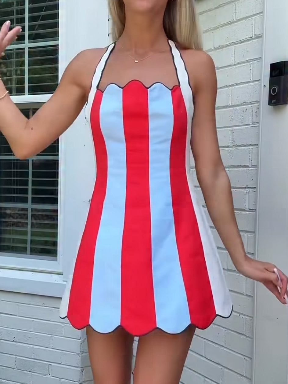 Red and blue gameday dress