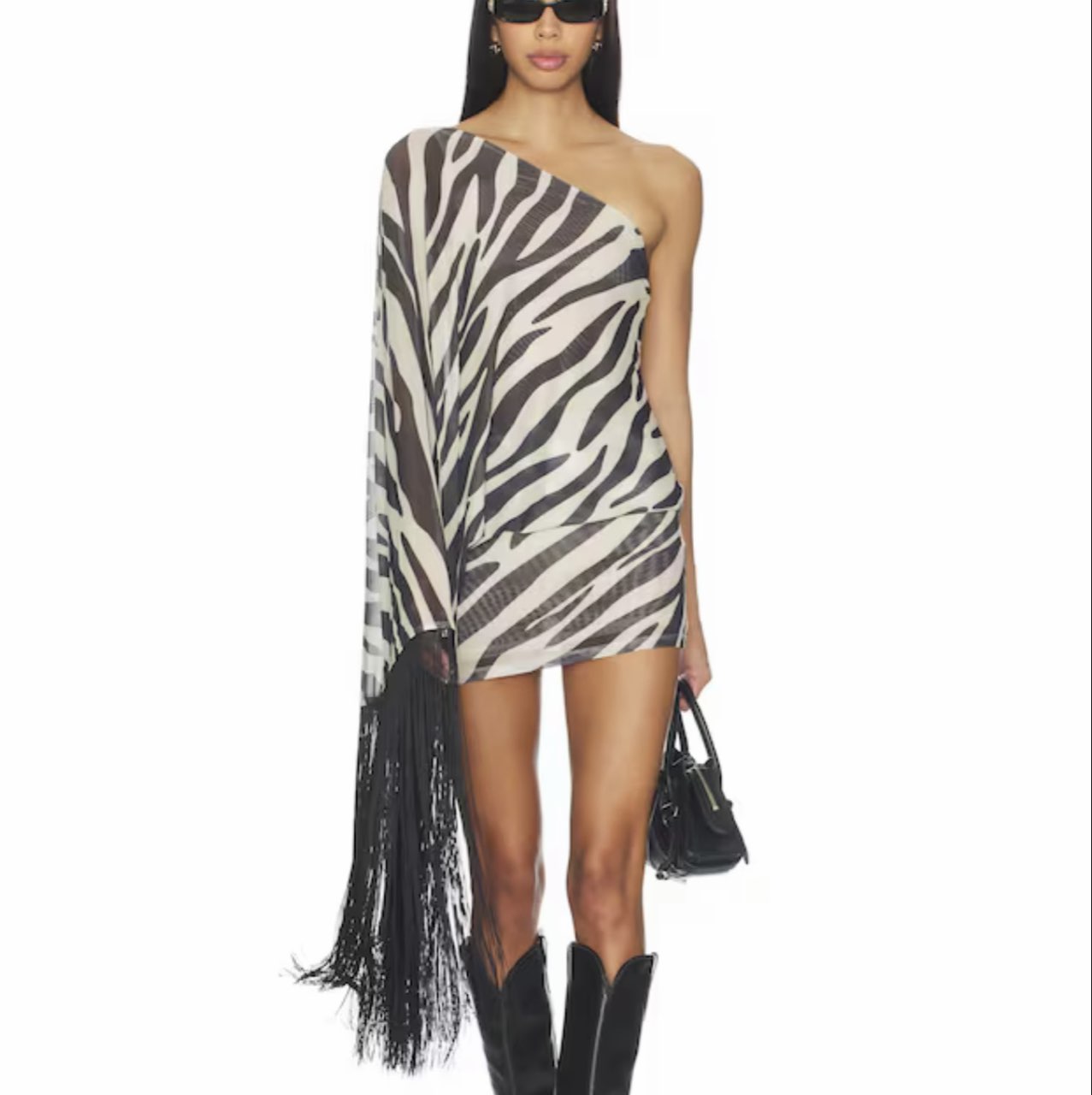 Superdown Katana Zebra Fringe Mini Dress