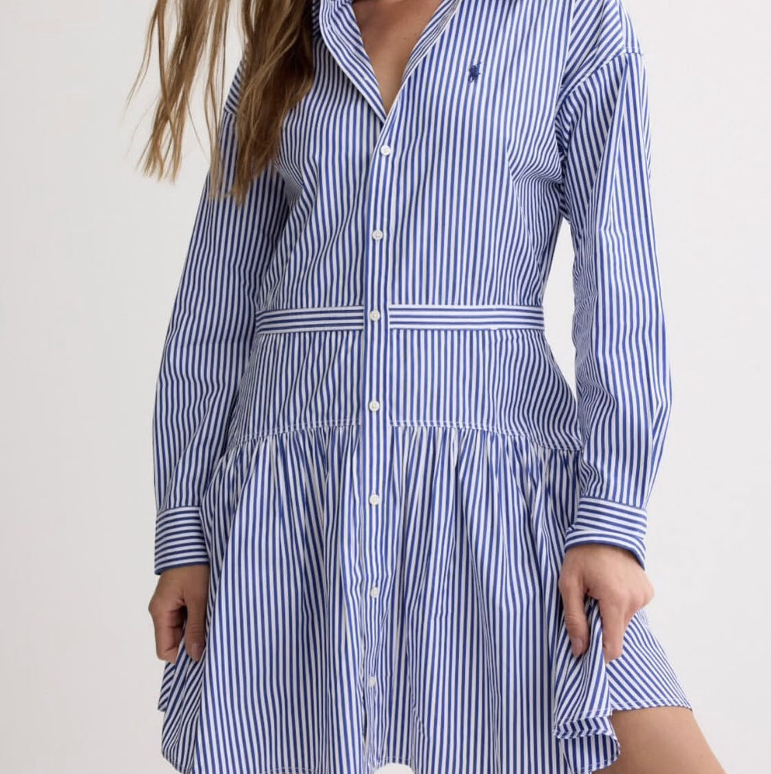 Polo Ralph Lauren Blue and White Striped Shirt Dress