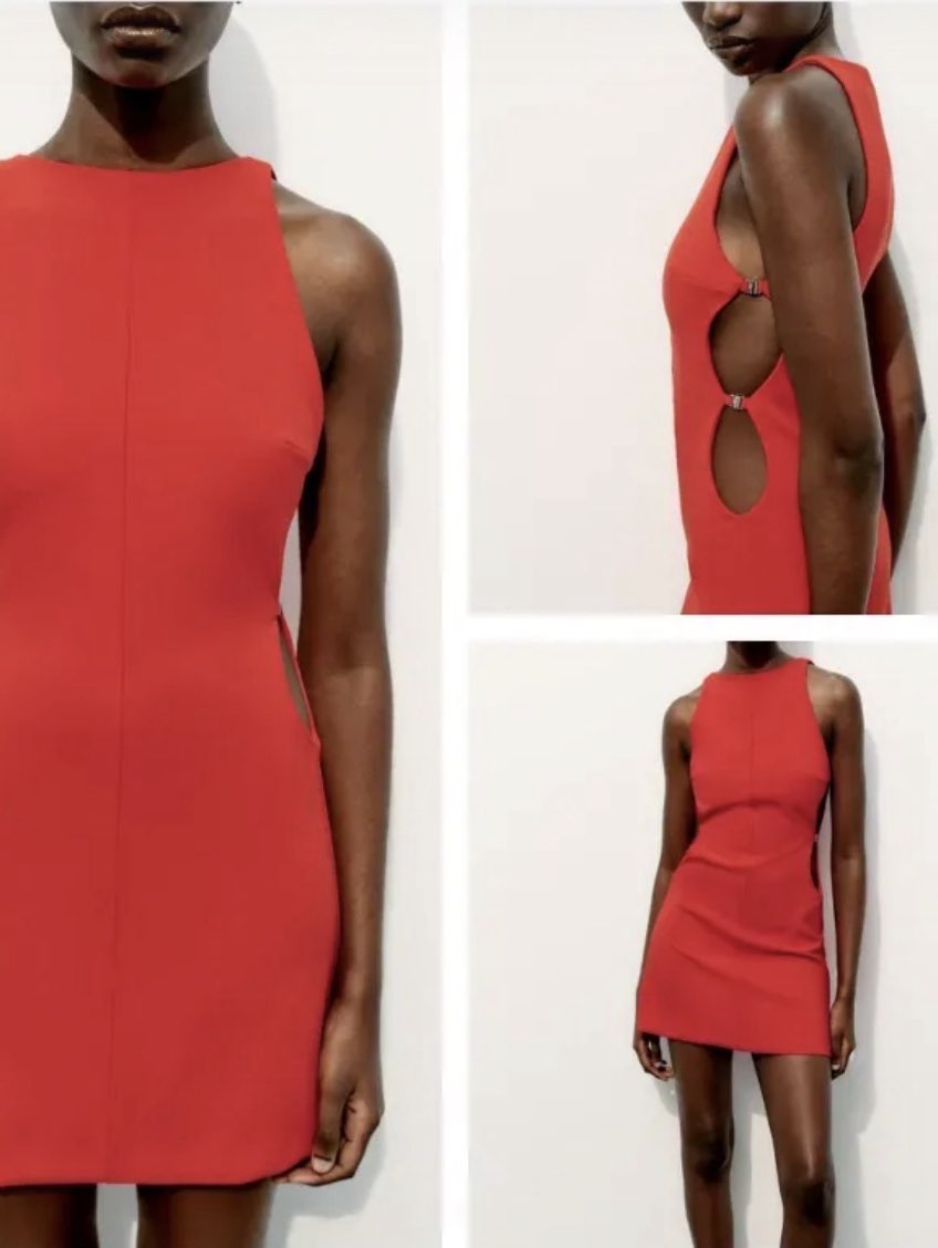 ZARA Red High-Neck Sleeveless Mini Dress with Cutout