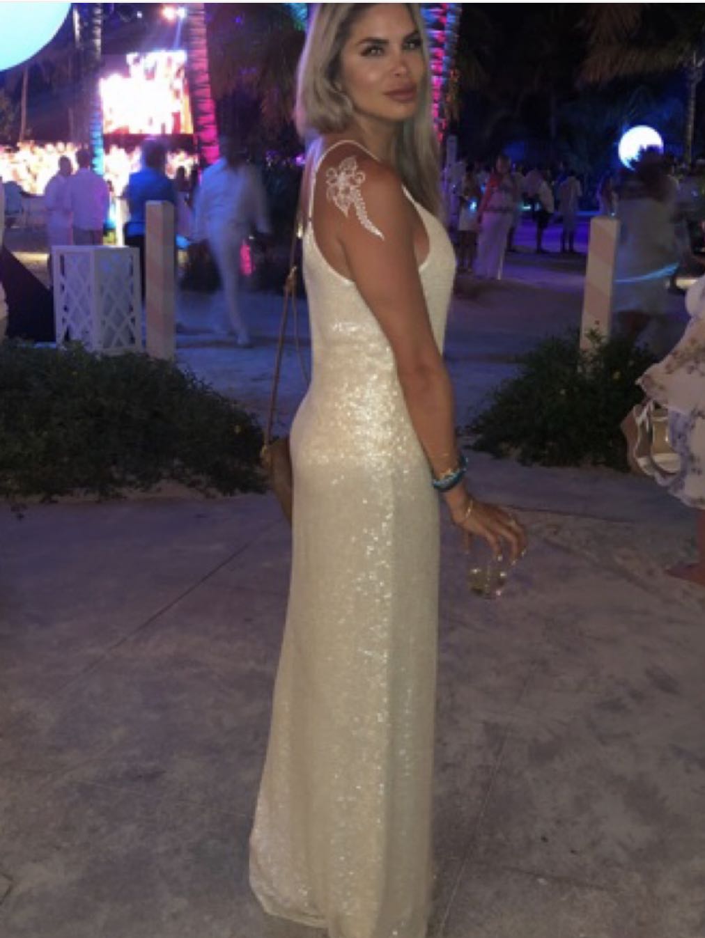White Sequin Slip Dress