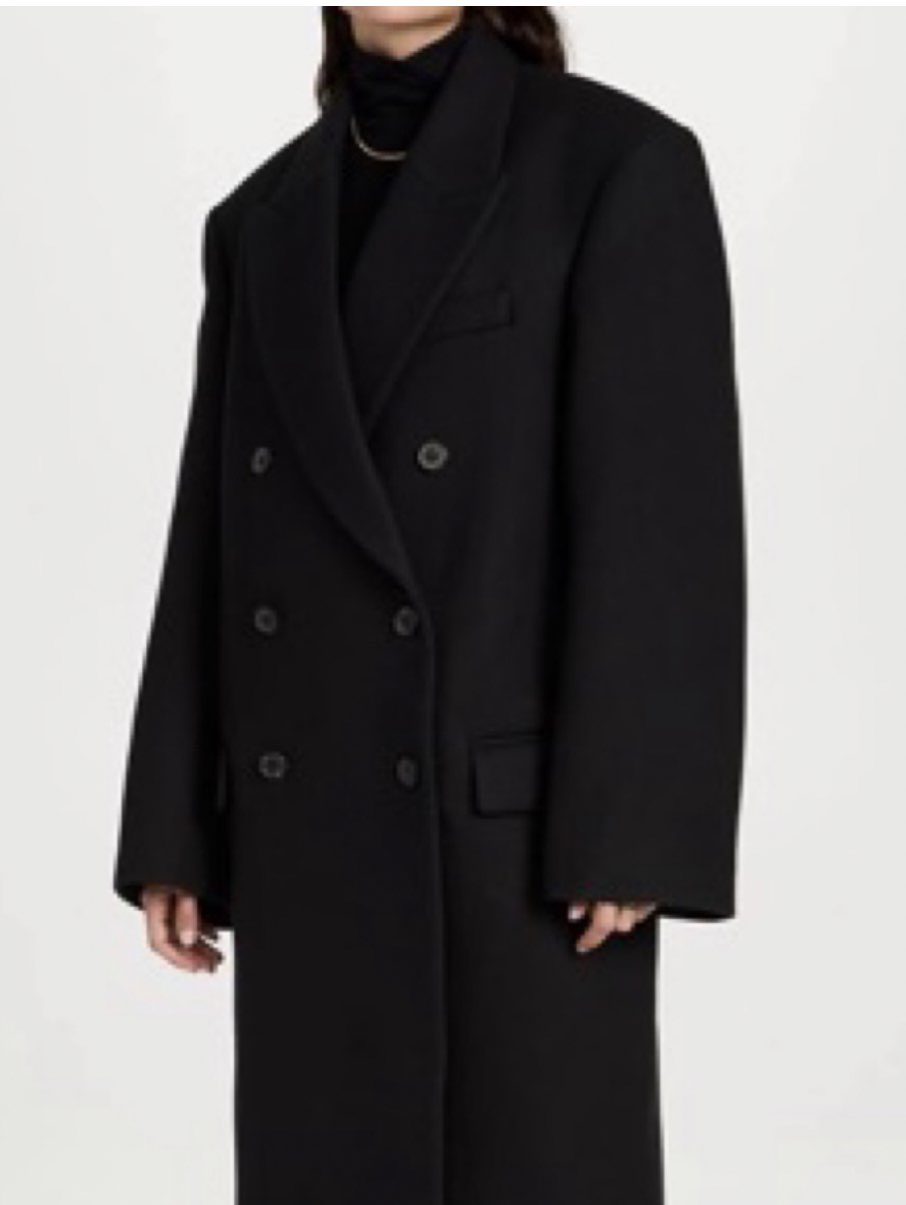 Black Double-Breasted Long Coat