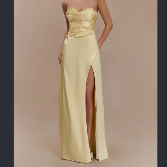 Yellow strapless Formal Dress