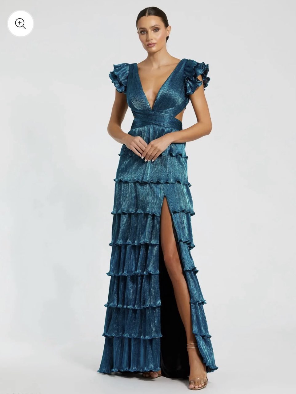 Metallic Ruffled Maxi Gown