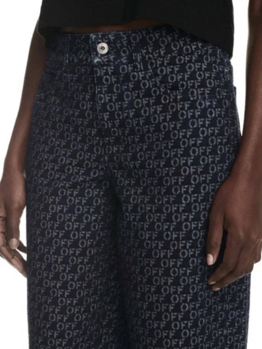 Off-White Logo Print Wide-Leg Jeans
