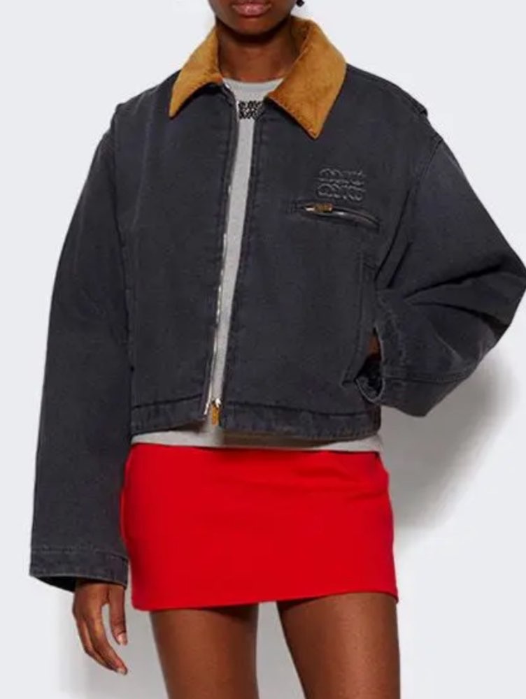 Miu Miu Washed Black Cropped Canvas Jacket