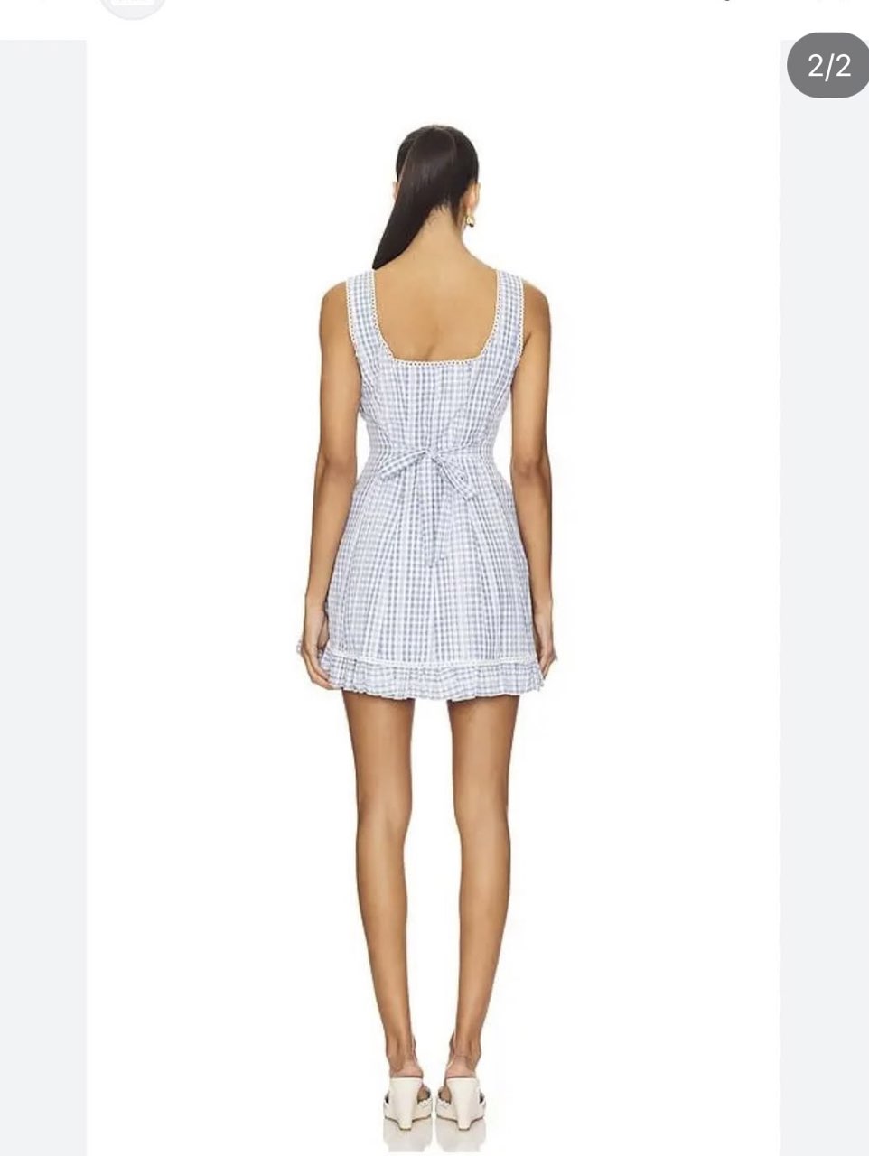 Blue Gingham Ruffle Mini Dress