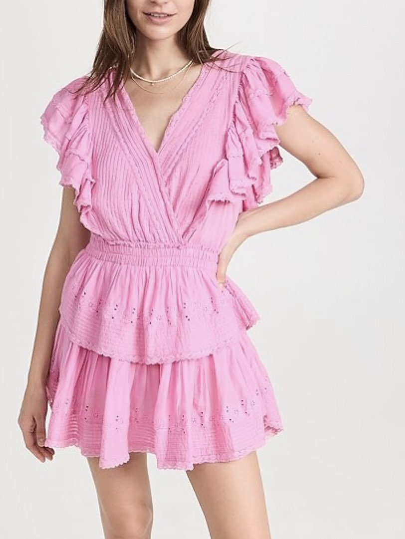 Pink Ruffled Eyelet Mini Dress