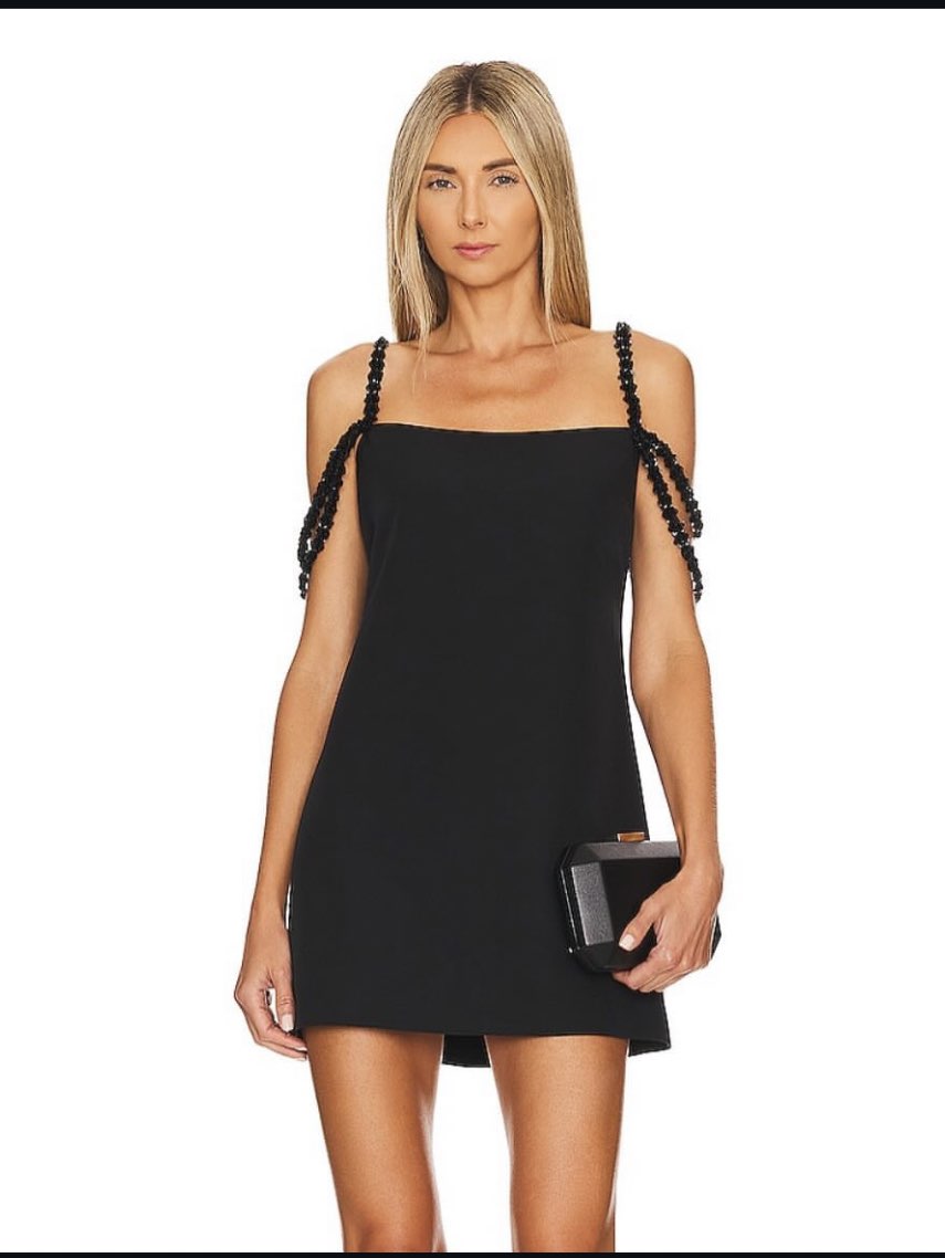 Black Beaded Strap Mini Dress