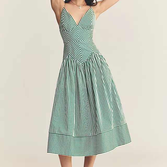 Farm Rio green stripped midi