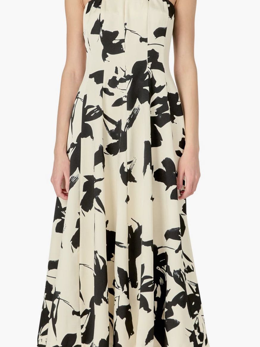 Black and White Flower Formal Dress