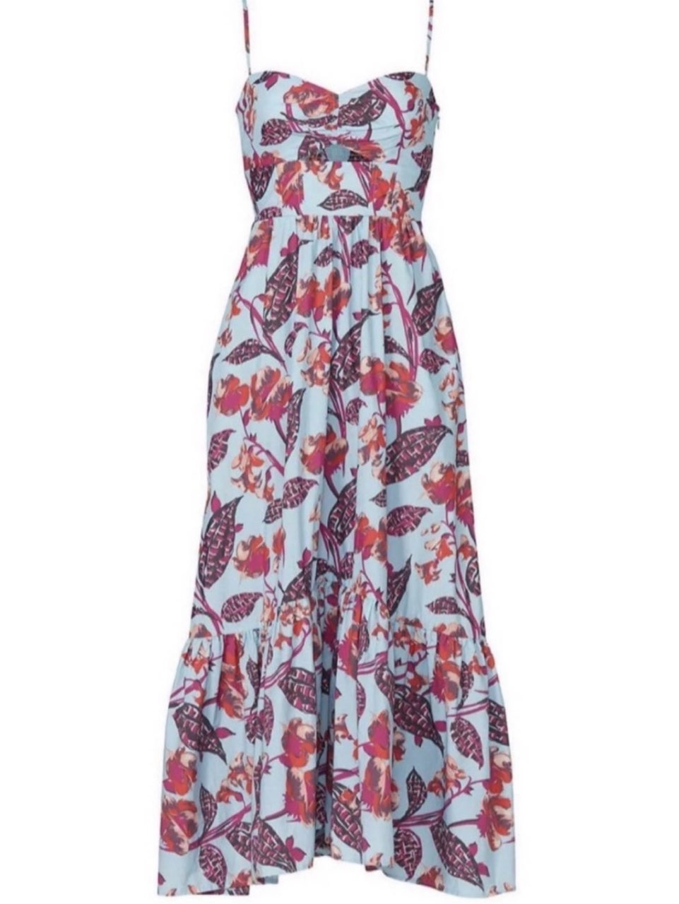 Floral Tiered Maxi Dress with Cutout