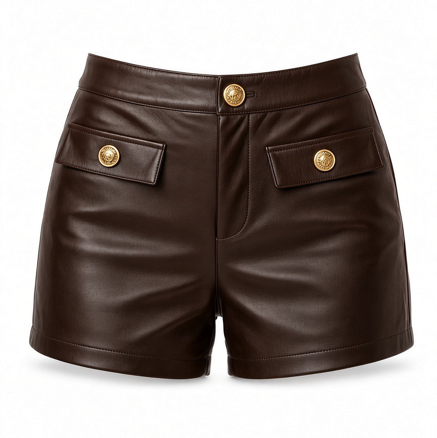 boutique brown leather shorts