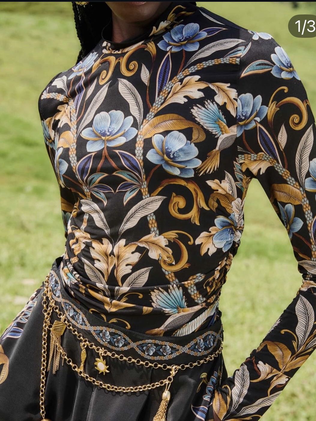 Baroque Print Long Sleeve Top