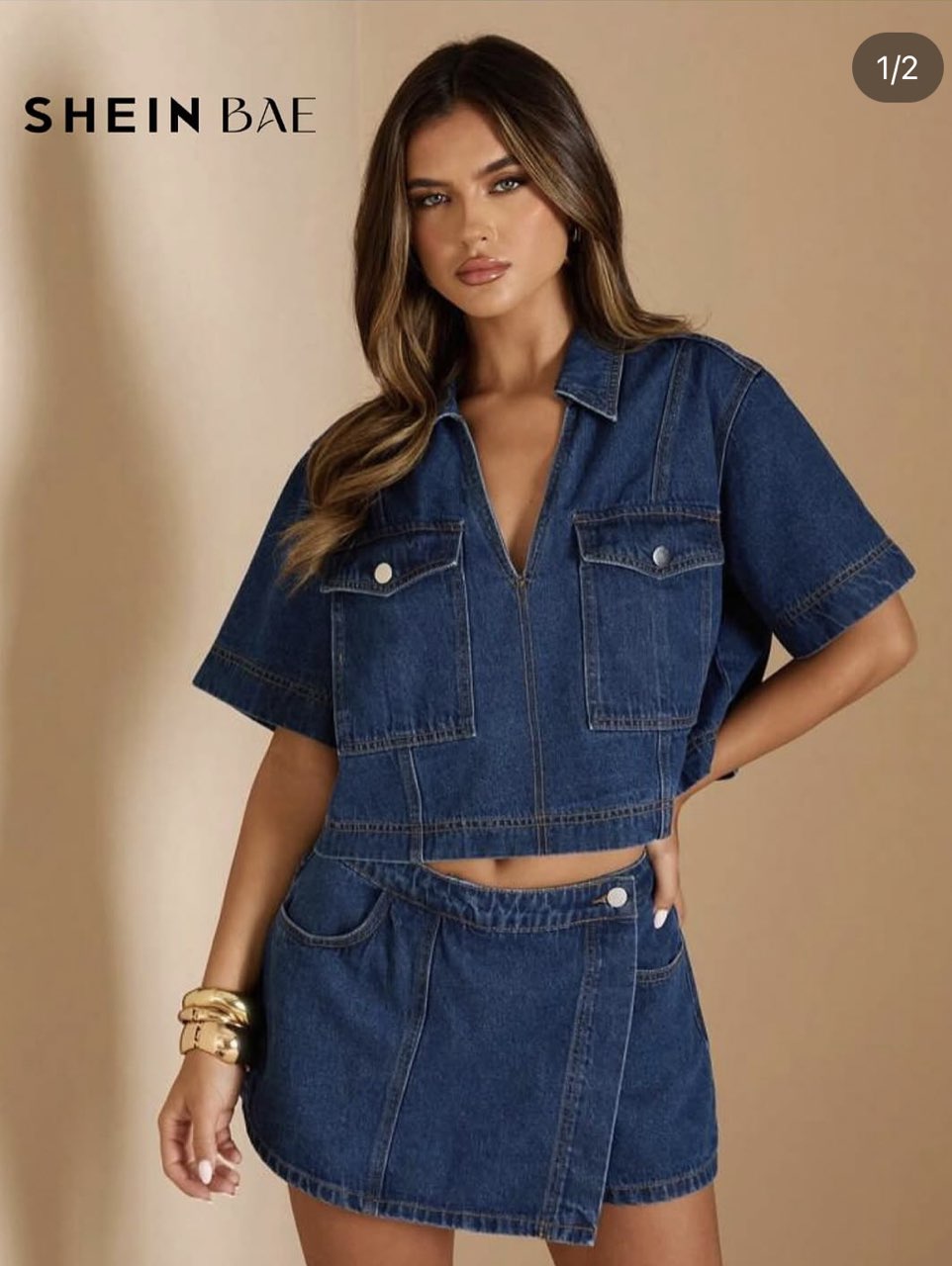 Denim Crop Top and Skirt Set
