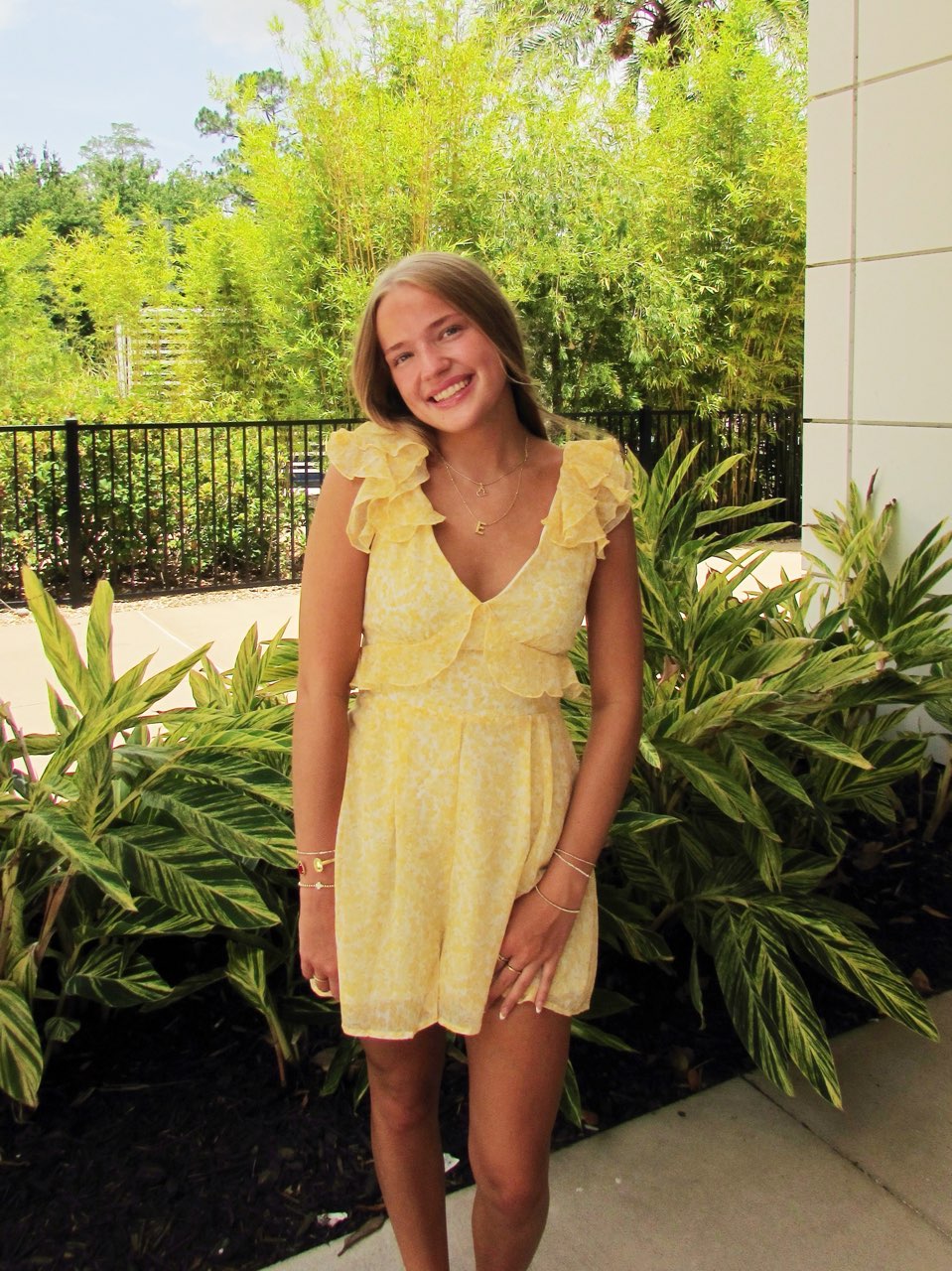 Kadence Yellow Flutter Sleeve Romper