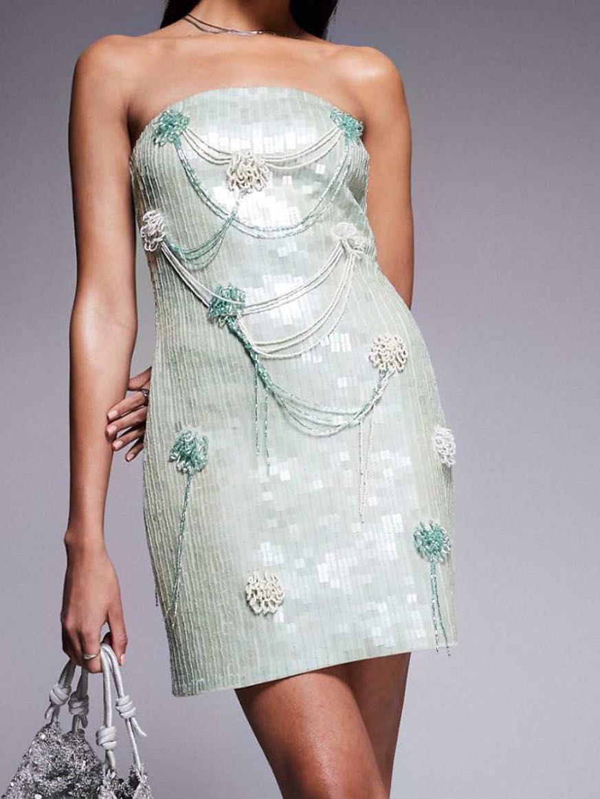Strapless sequin dress