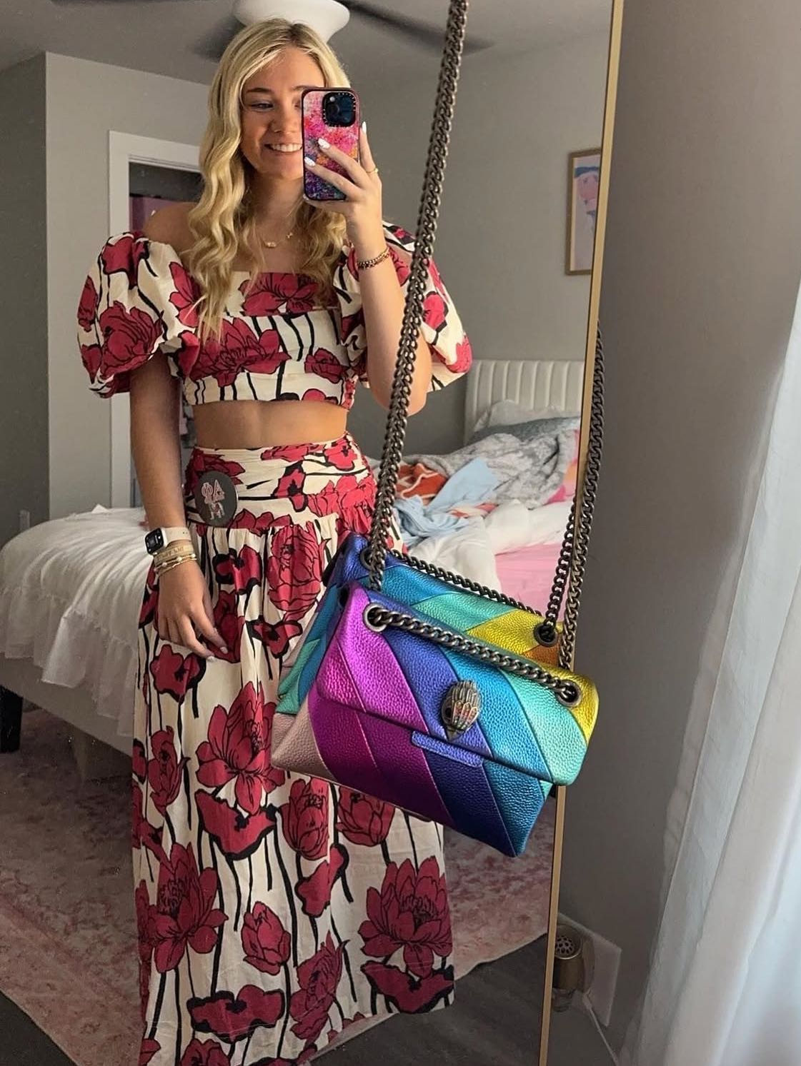Floral Puff Sleeve Crop Top