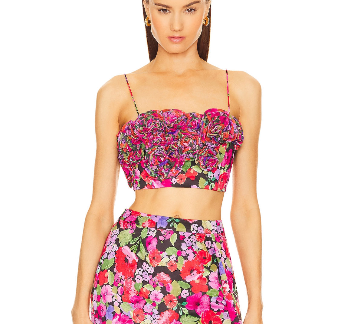 Sylvie Floral Ruffled Crop Top in Vintage Flowers