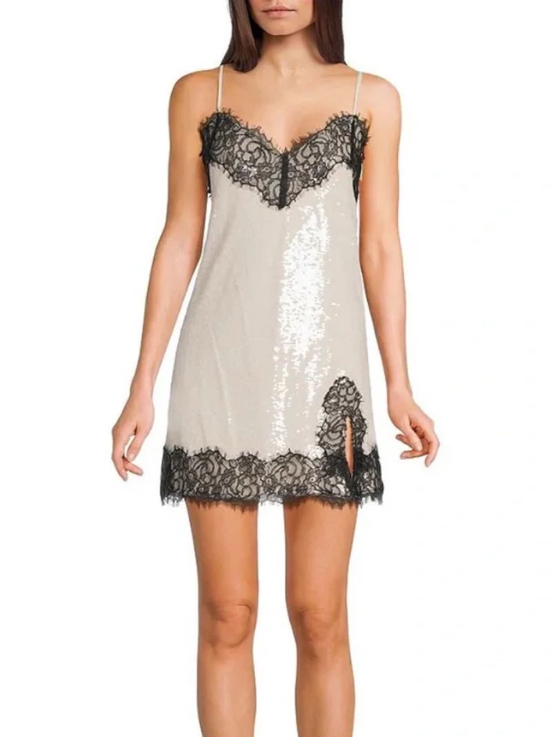 Lace sequin mini dress