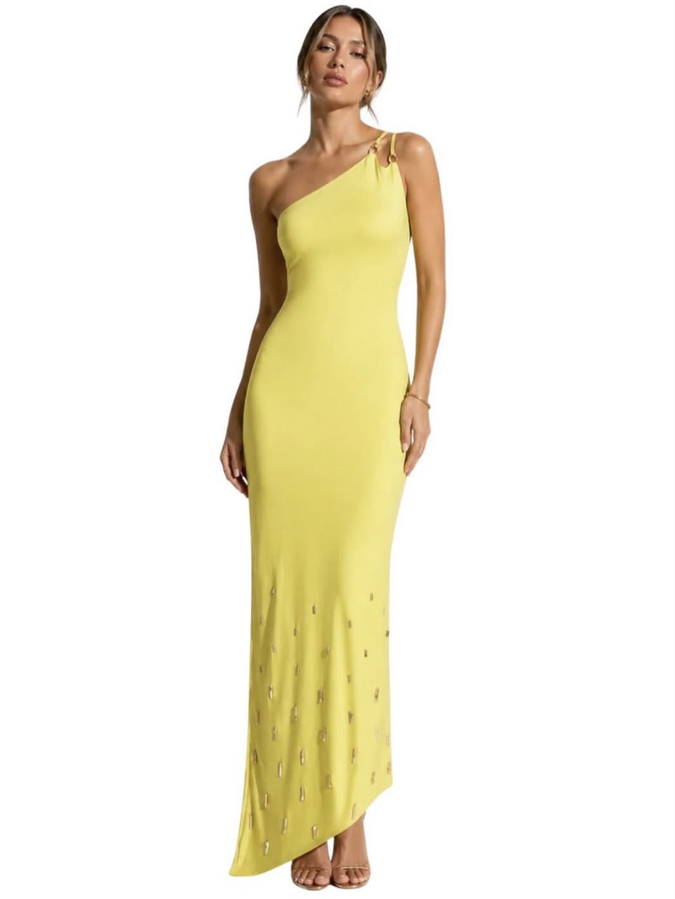 Yellow One-Shoulder Maxi Dress