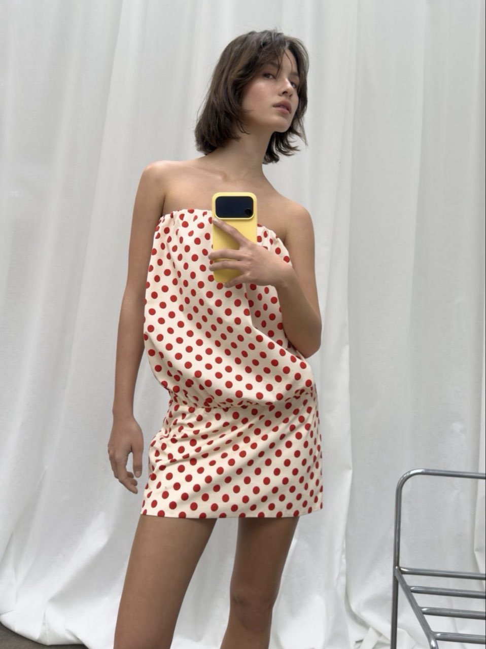 Red polka dot mini dress