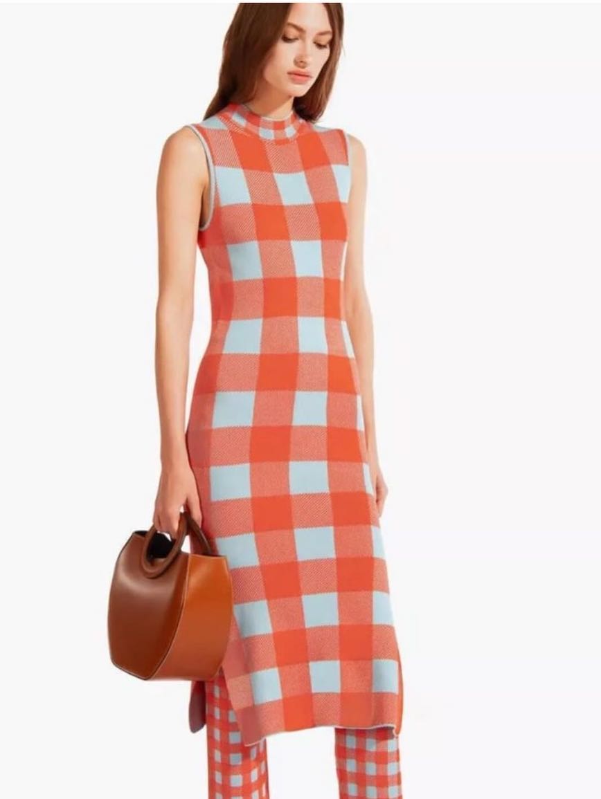 STAUD Aperol Knit Midi Dress
