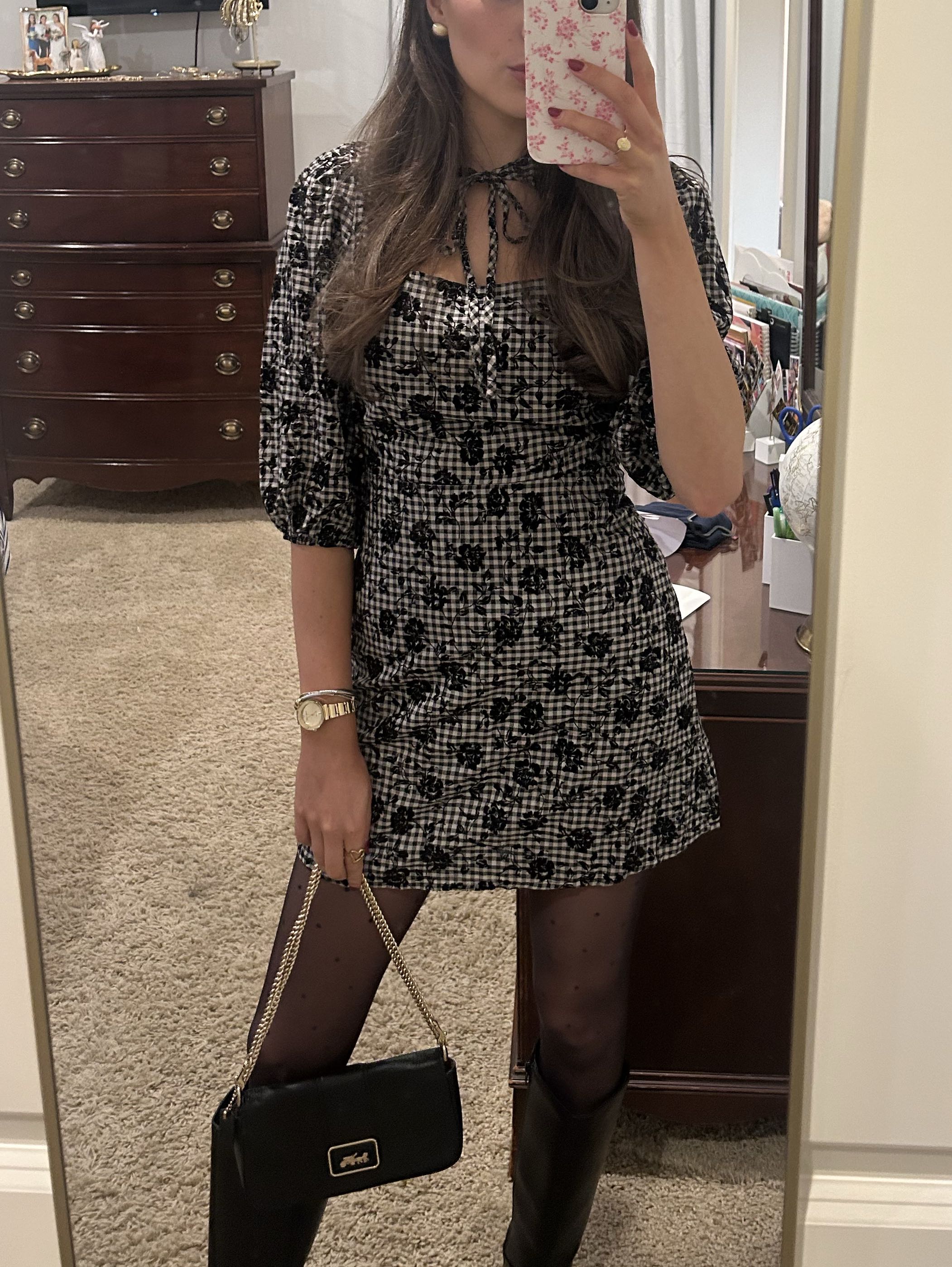 Lulus Black Gingham Mini Dress