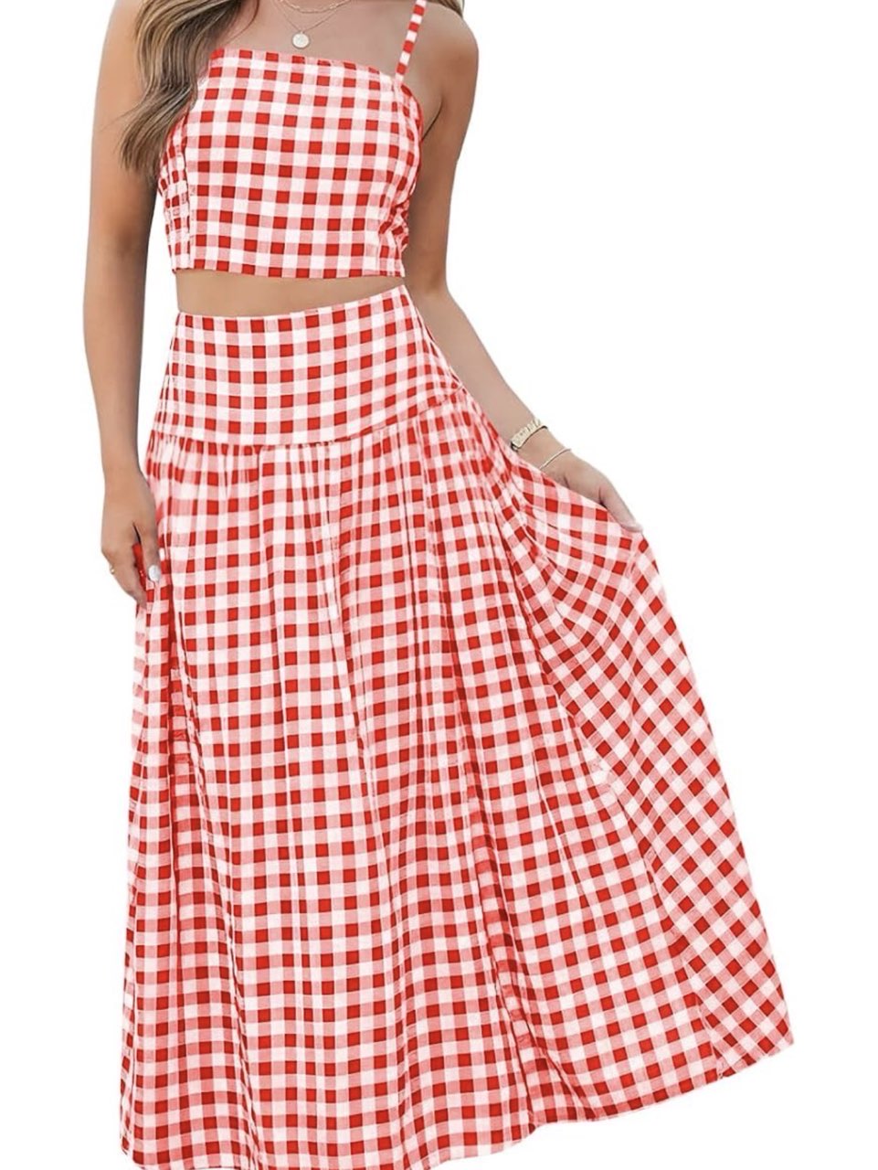 Red gingham 2 piece set