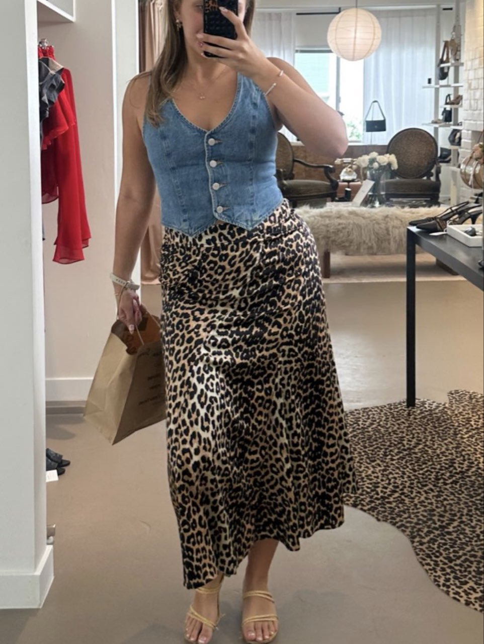 Leopard Print Midi Skirt