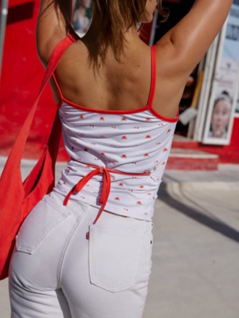 White Cherry Print Cami Top