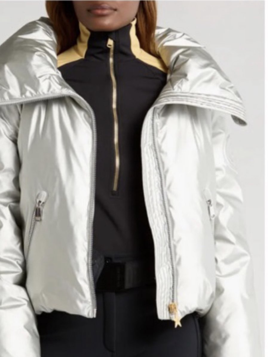 Silver Cropped Puffer Jacket