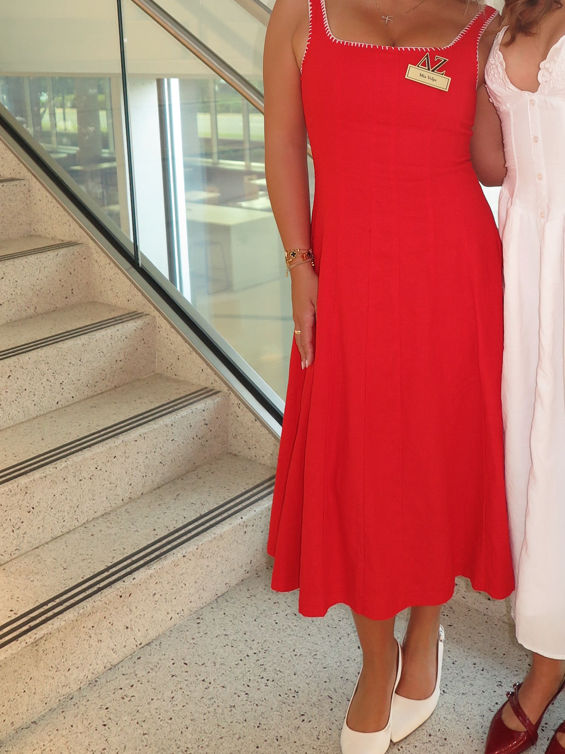 Red midi dress