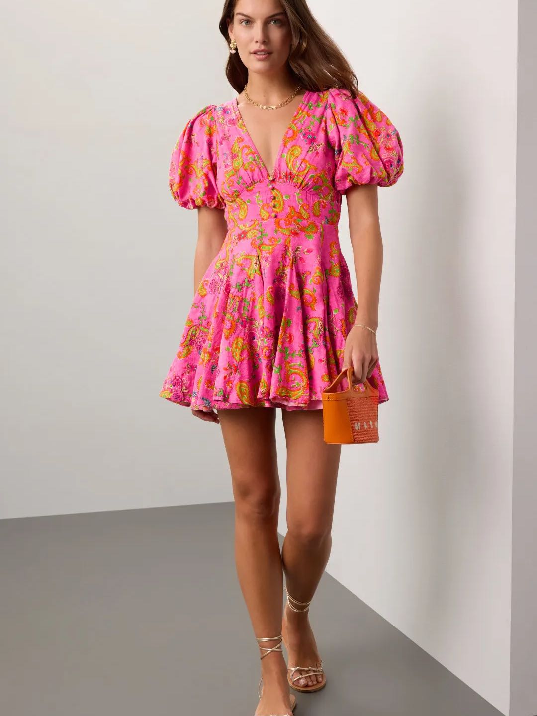 Pink Paisley Mini Dress