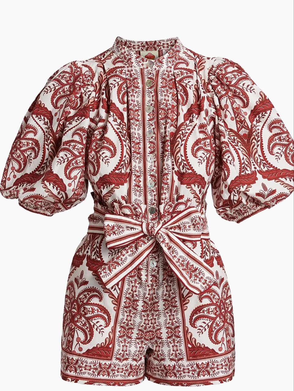 Printed Puff Sleeve Romper