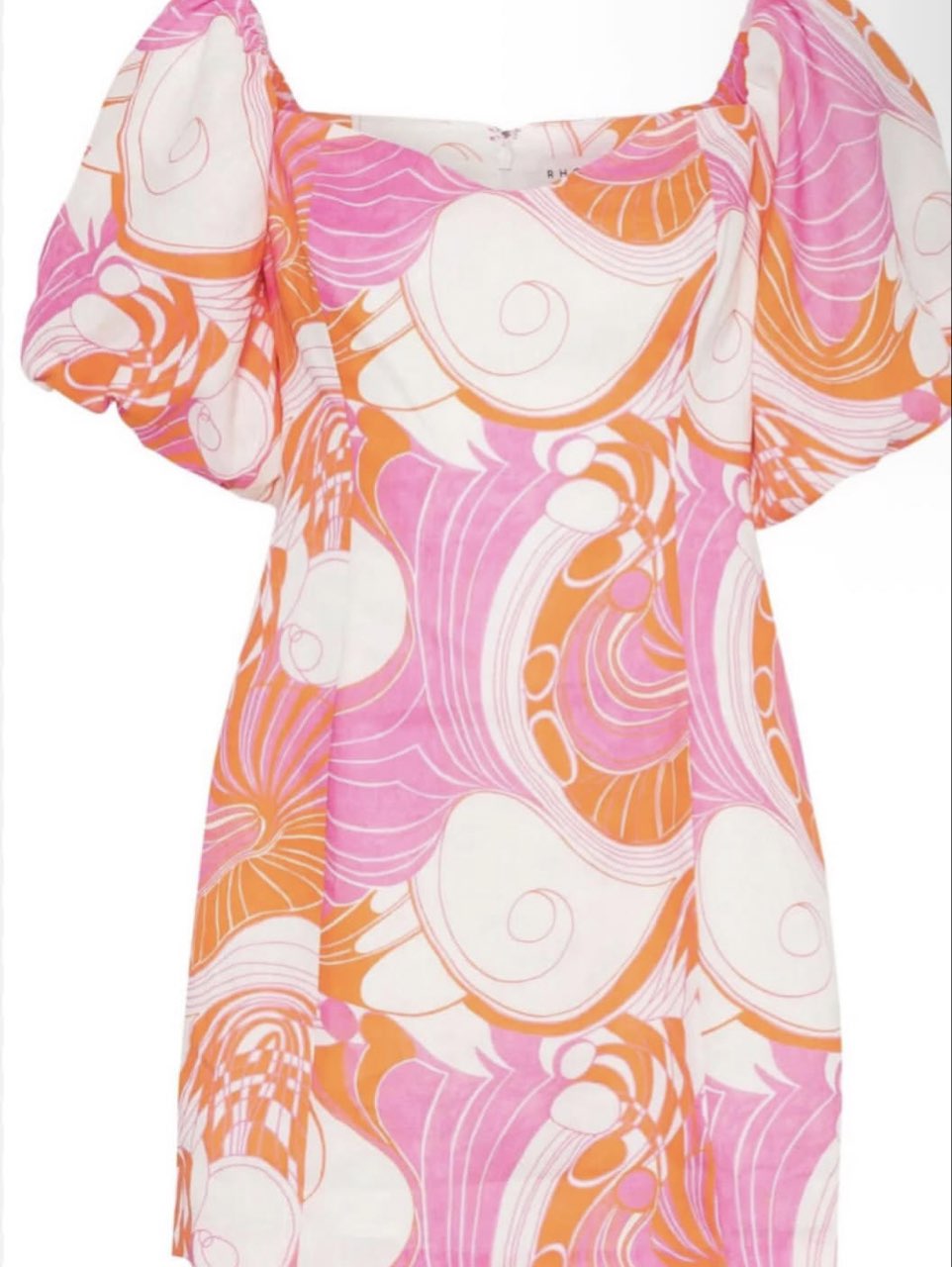 Swirl Print Puff Sleeve Mini Dress