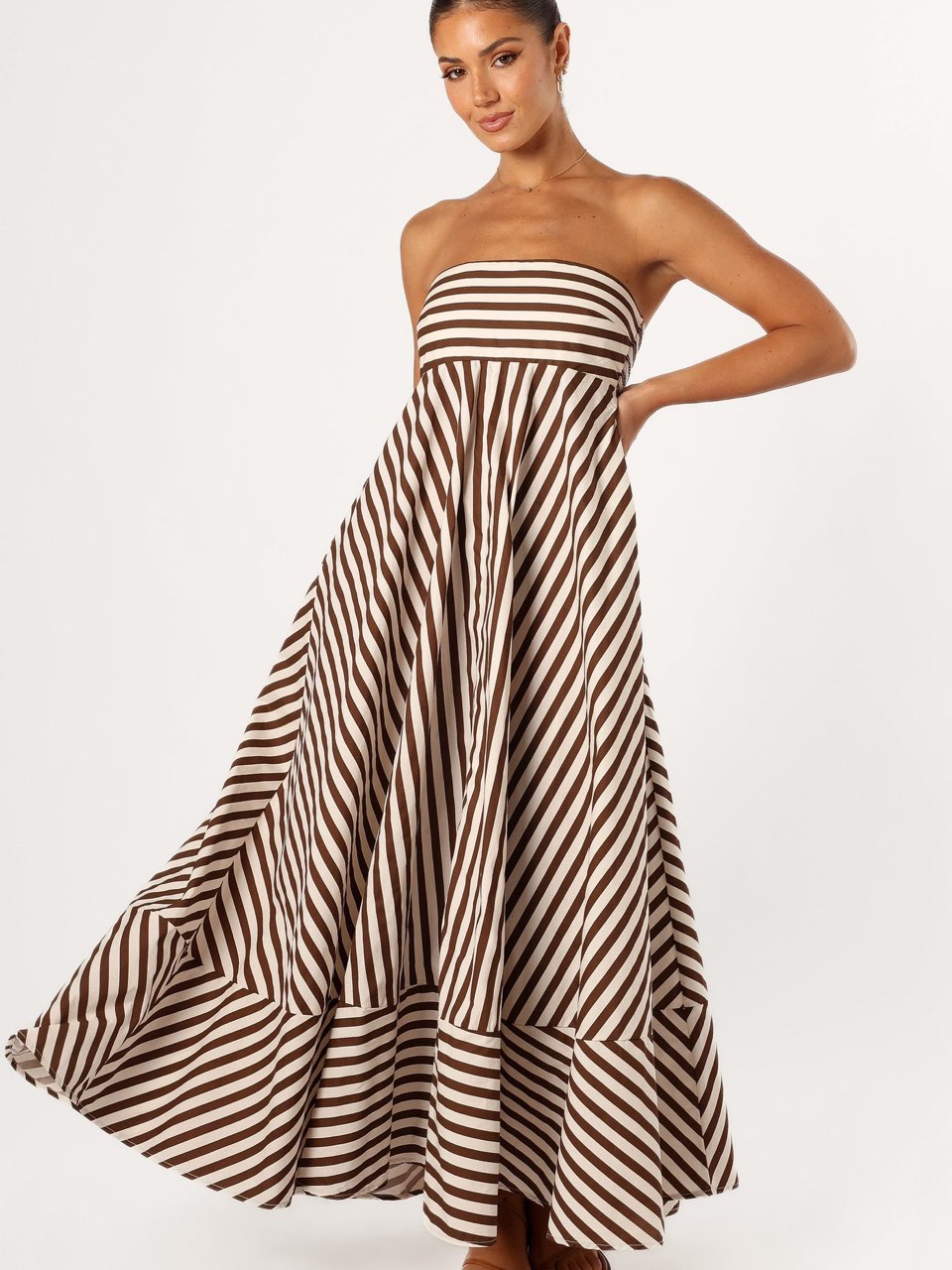 Bowie stripe strapless dress